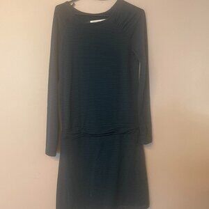 Stretchable Blue & Black Striped Dress by Carve Designs